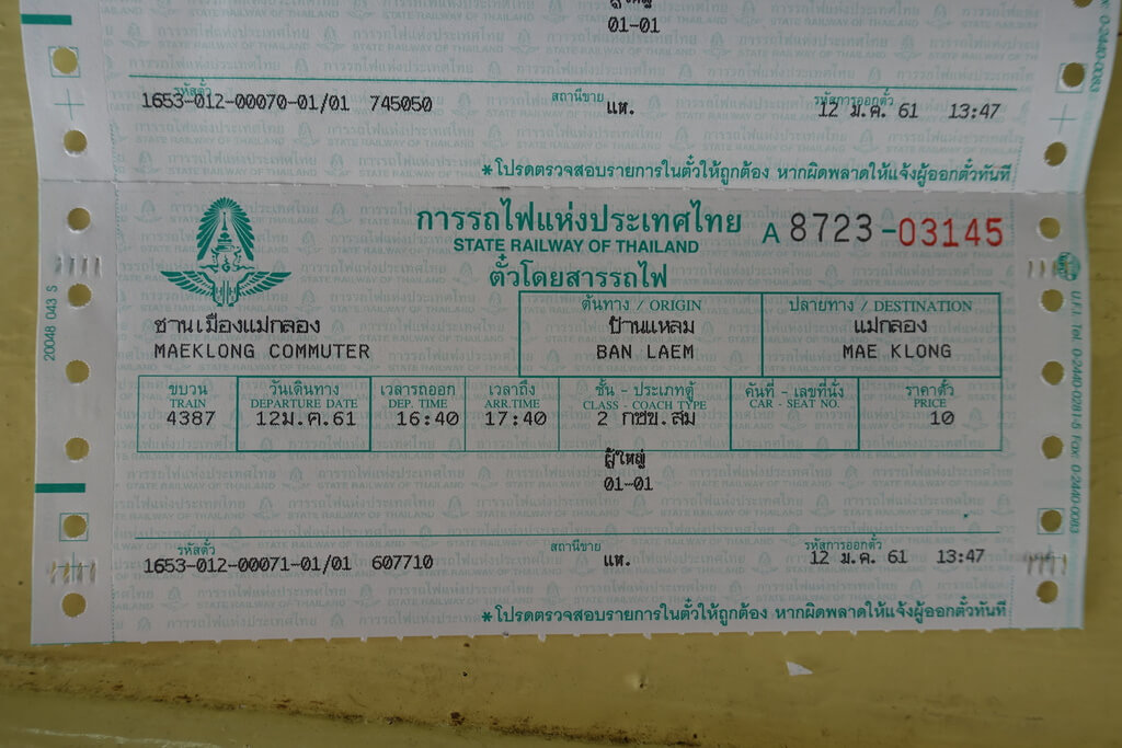 Bilet do Maeklong z Ban Laem